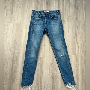Zara distressed frayed hem skinny jeans